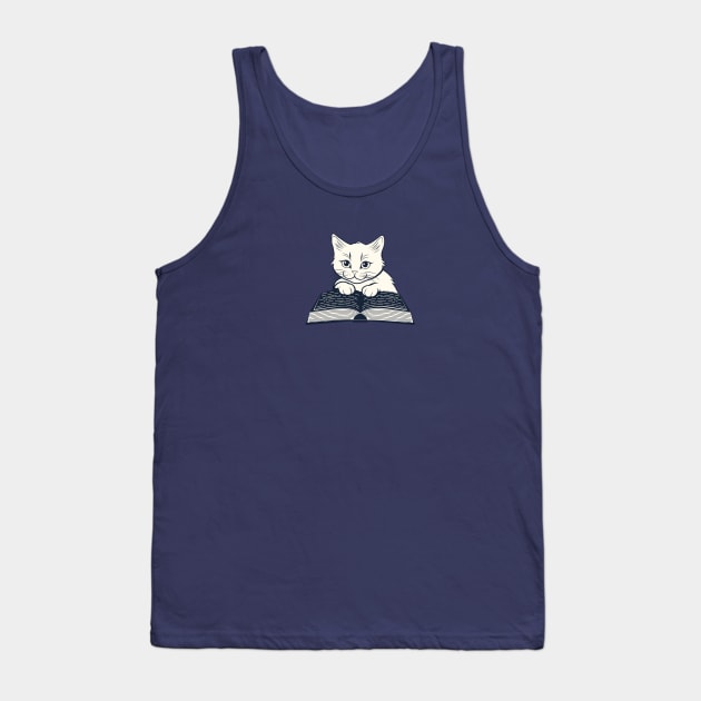 White kitten reading book Tank Top by AnnArtshock